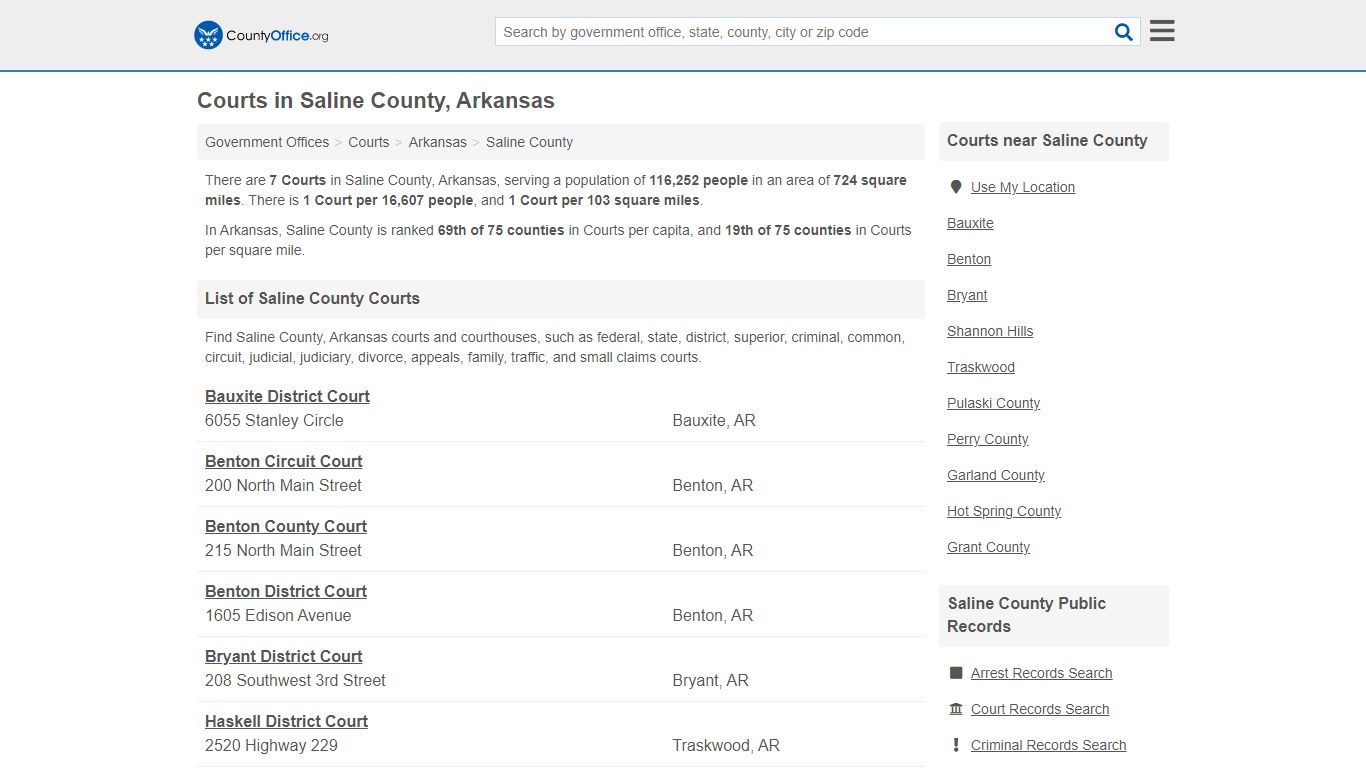 Courts - Saline County, AR (Court Records & Calendars)